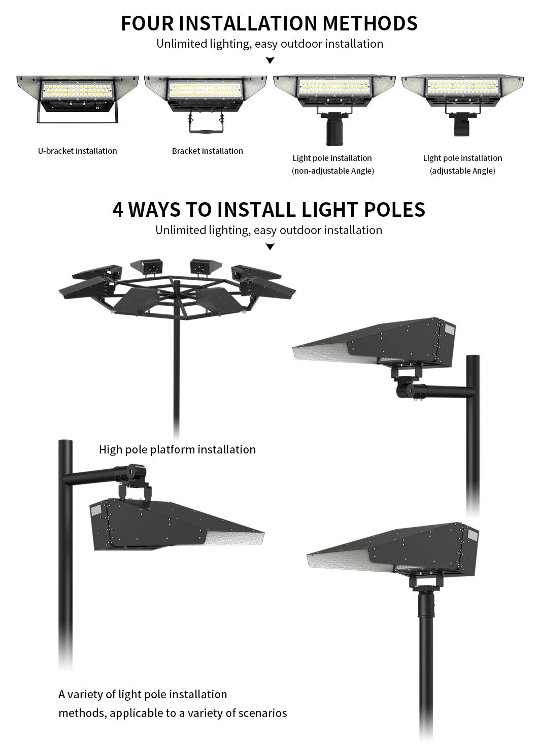 Best Tennis Lighting IP66 150W 200W 300W 400W Sports Stadium LED Floodlights