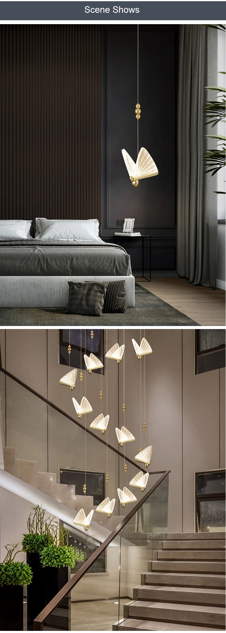 Hall Hotel Decorative Golden Color Acrylic LED Pendant Light