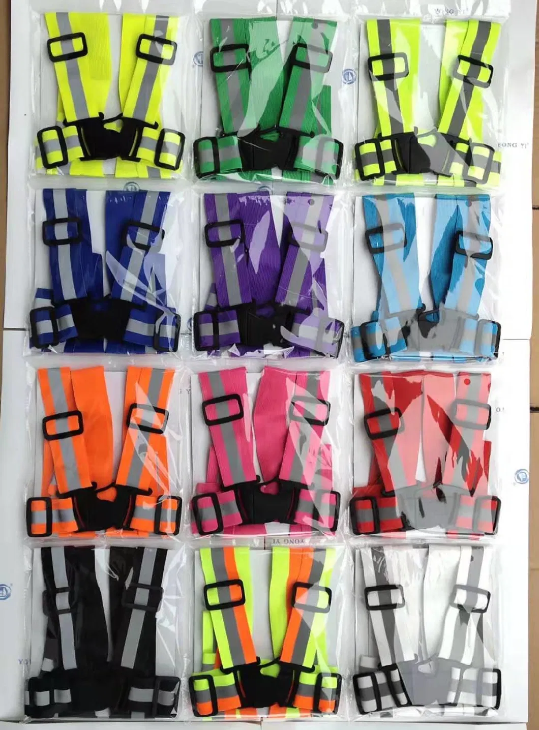 Reflective Safety Vest Elastic Adjustable Bands Set Running Sash Sport Gear Pack