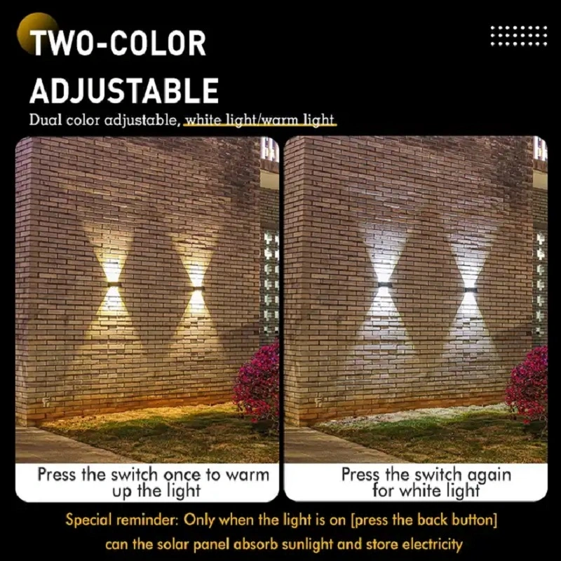 Two-Color Angle Adjustable Solar Wall Lighting LED Holiday Light Waterproof Christmas Lamp