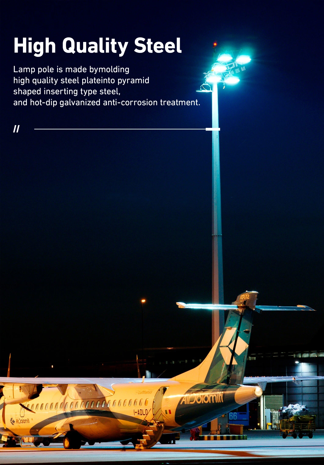 CE Octagonal Waterproof Outdoor Stadium Airport Seaport LED Power Flood High Mast Light