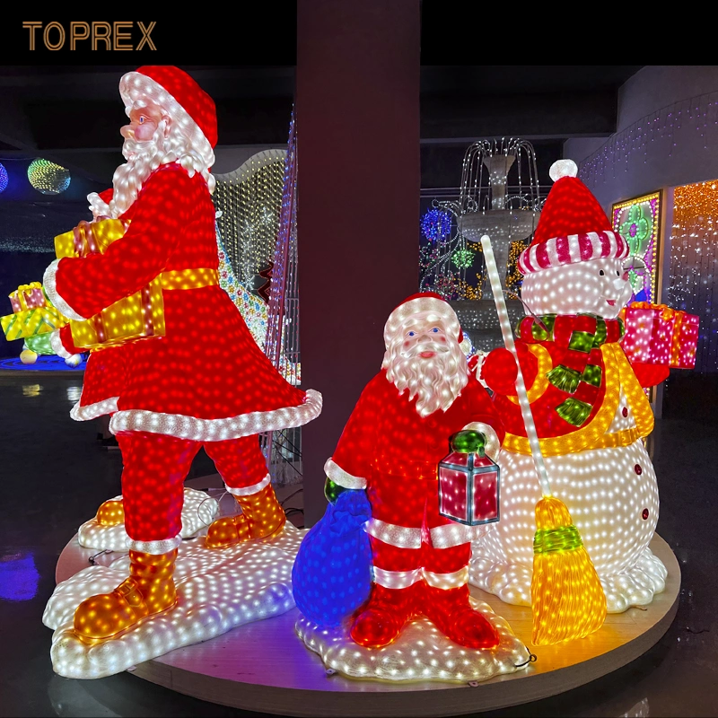 Custom Christmas Decoration LED Motif Light Navidad Decorative Event Garden Park 3D LED Santa Clause Motif Lights for Street/Shopping Mall