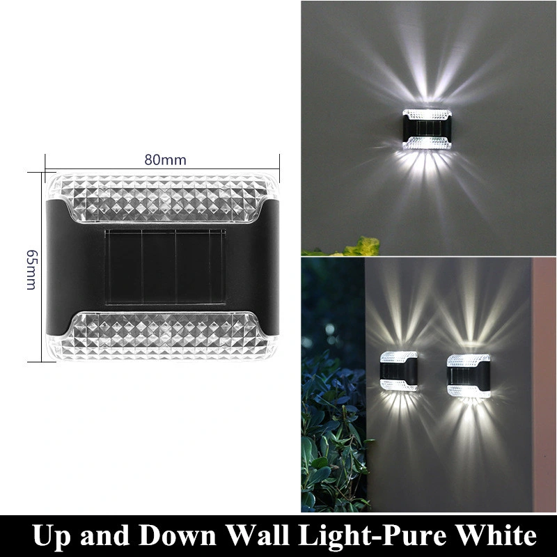 Warm White Step Wall Light LED Lighting up Down Solar Outdoor Lamp