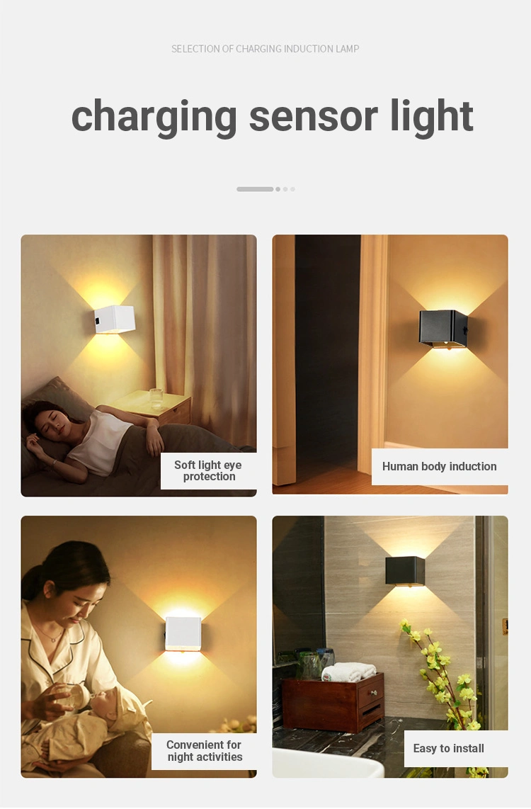 Magnetic USB Rechargeable PIR Motion Sensor Decorative LED Wall Sconce Light