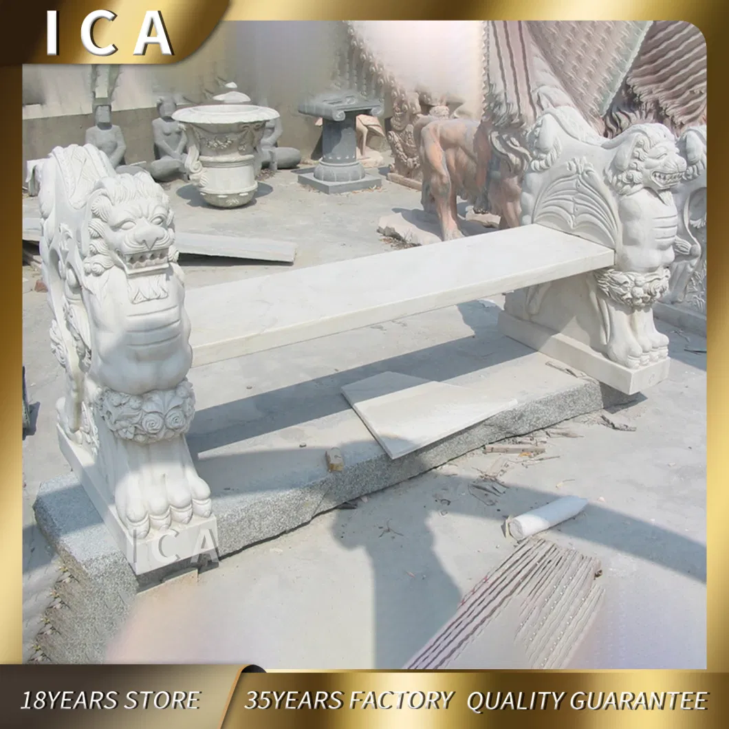 Classic Outdoor Stone Garden Products Hand Carving Marble Park Bench