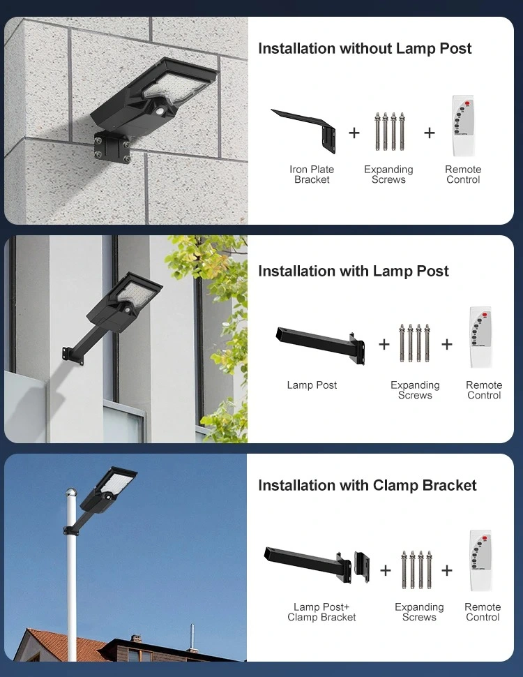 300W 500W 1000W Waterproof IP65 Remote Control LED Motion Outdoor Eco-Friendly LiFePO4 Lithium Battery Solar Street Light