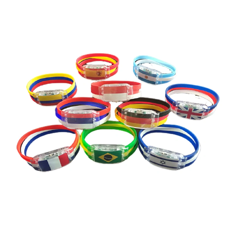 Customize Silicone LED Wristband Luminous Flag Bracelet for Game, Events and Sports