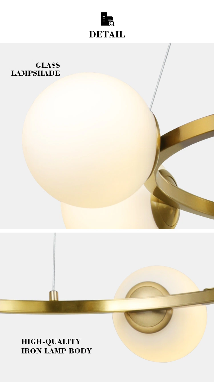 Modern Luxury Decorative Chandelier Round Multiple Head Iron Living Room Ceiling Mounted LED Pendant Light