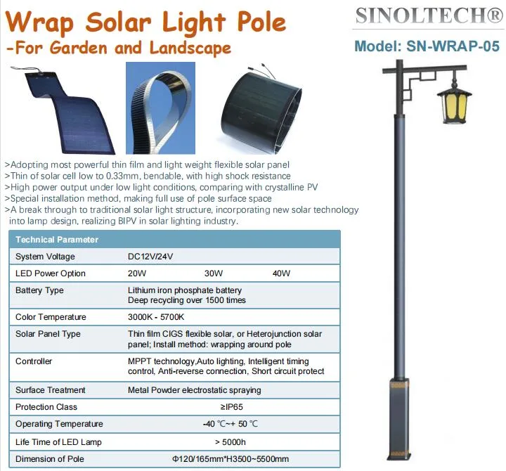 Thin Film Flexible Solar Wrap LED Landscape Lighting (SN-WRAP-05)