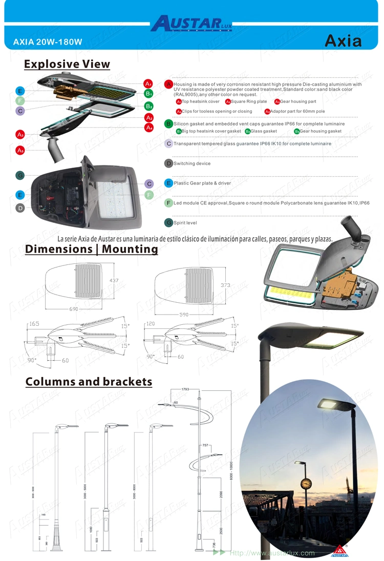 Axia Street Luminaire Iluminacion Vial Farol Residencial Ampera Izylum Milan