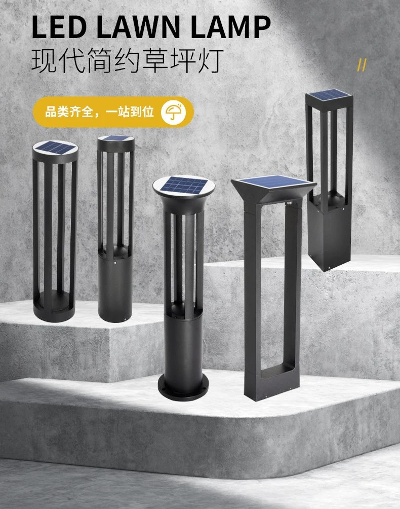 IP65 Waterproof Square Landscape Aluminum Bollard Garden LED Solar Lawn Pillar Lamp