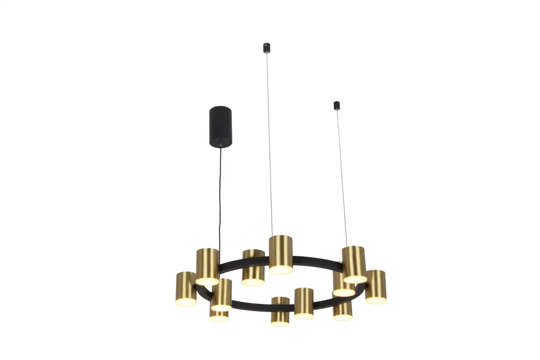 Masivel Lighting Modern LED Chandelier Light Brass Cylinder Decorative LED Pendant Light