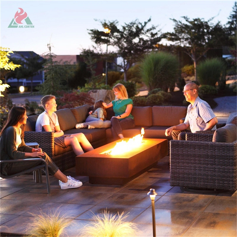 Garden Outdoor Raised Corten Steel Square Hollow Bollard Light