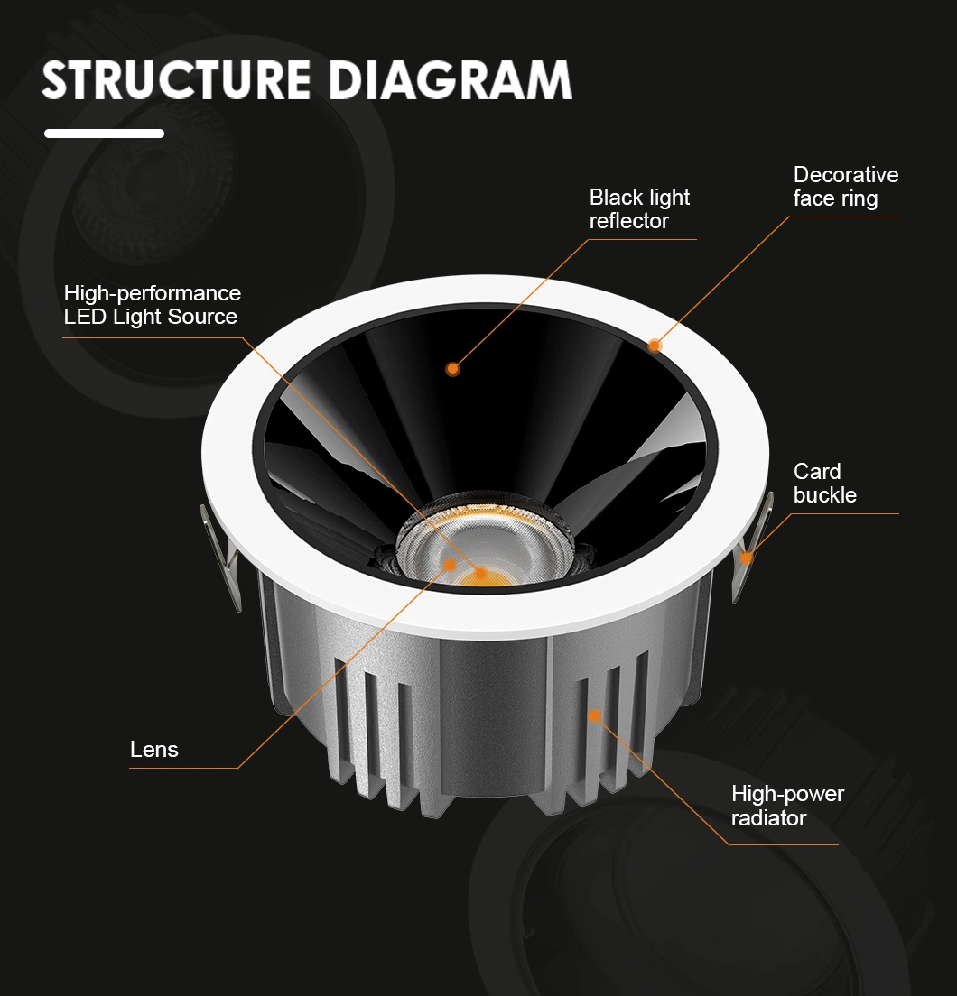 Smart Dimmable Embedded Corridor Ceiling Anti-Glare LED Spot Light with Osram Chips