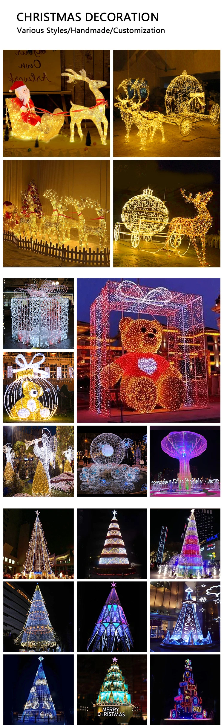 LED Motif Bear Lights Christmas Holiday Decorations Outdoor Warm White Waterproof Giant Decorative Landscaping