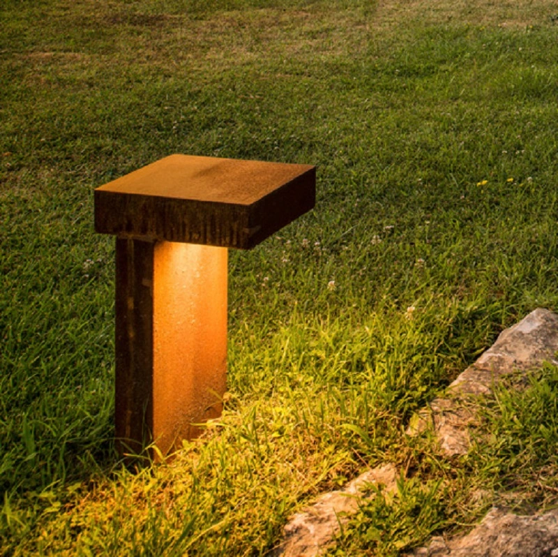 Corten Steel Rusty Bollard Lights Outdoor Garden Lighting