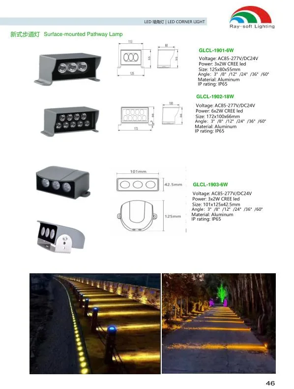 6W LED Trestle Outdoor Pathway Aisle Surface-Mounted Wall Ground Step Stair Well Lamp