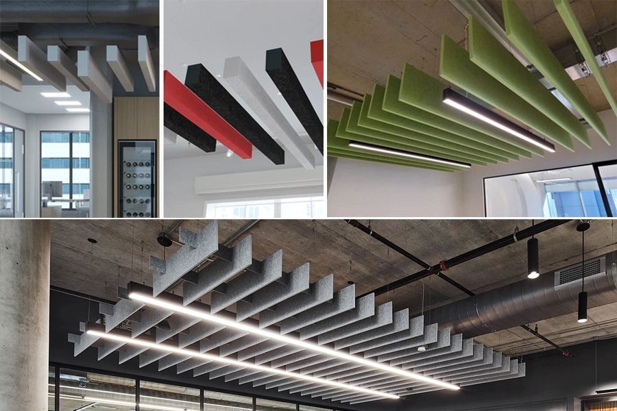 Modern Design Linkable Suspended Linear LED Luminaire with Acoustic Soluation