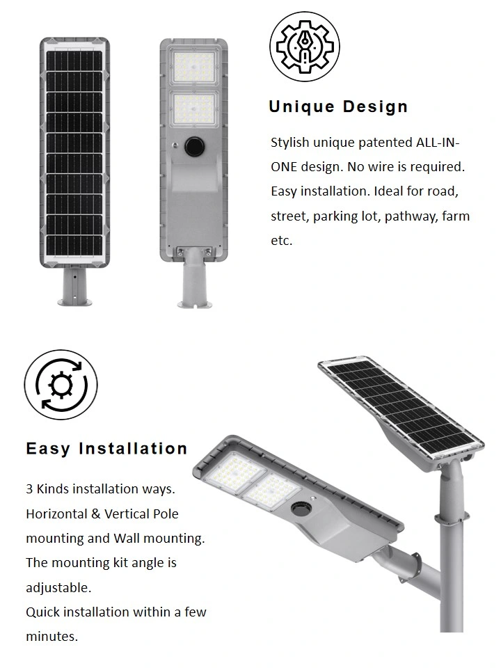 Newskypower Wholesale IP65 Waterproof Outdoor All-in-One 200W Wall Installation Solar Street Lamp