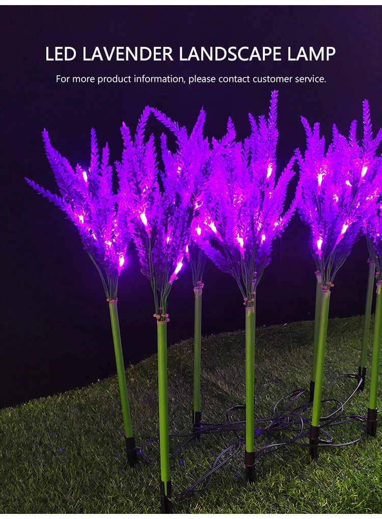 Amazon Outdoosolar Powered Lights Artificial Flower LED Solar Lavender Light Luminous Lighting Christmas Decoration Garden Lawn Lamp