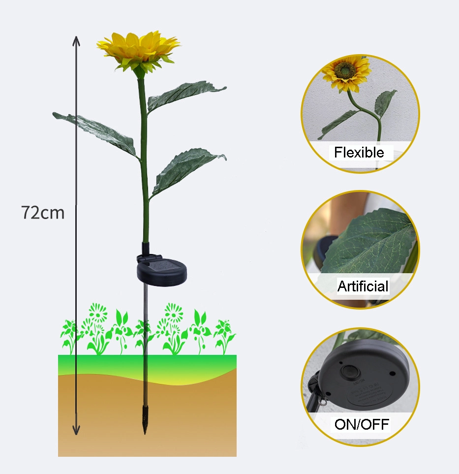 Outdoor IP65 Waterproof Landscape Stake Lamp Sunflower Solar Lights for Night Decorative