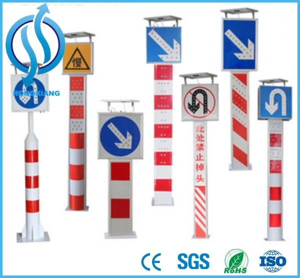 Solar LED Bollard with Safety Sign Board