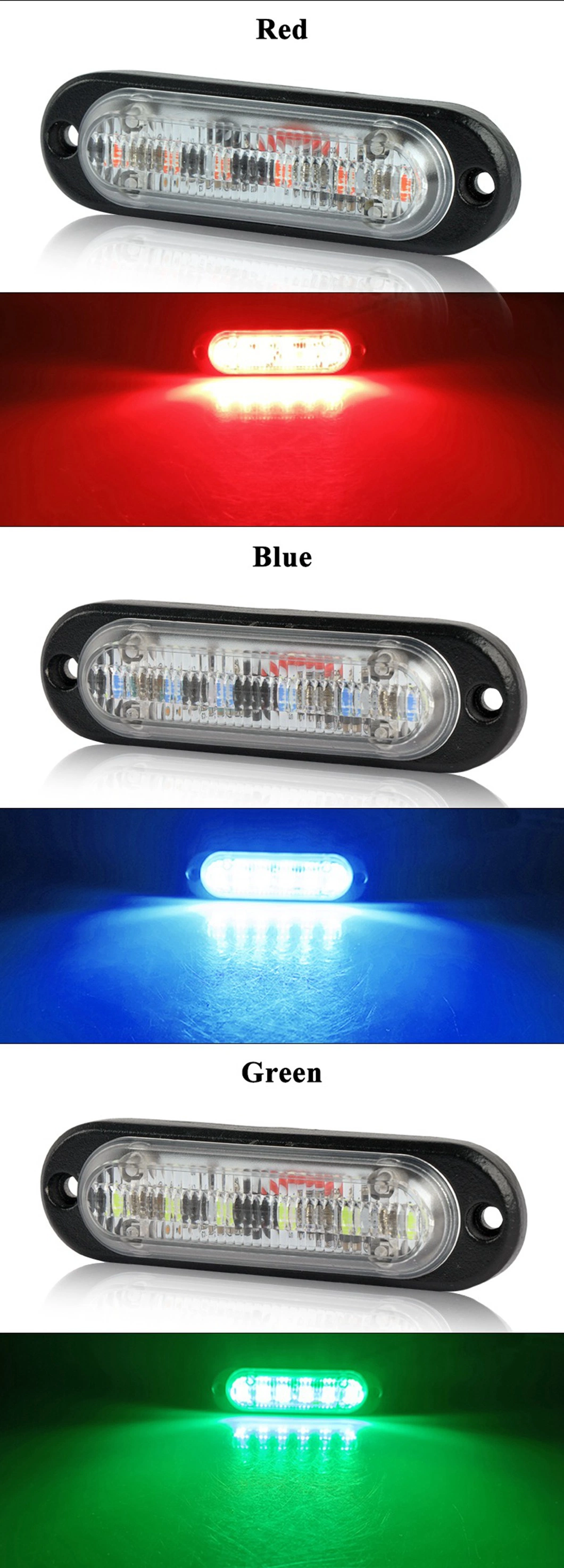 Crek Auto Parts Red Amber White Green Blue 6 Diodes LED Turn Signal Truck Trailer Side Marker Indicator Light for Bus Boat Van Lorry