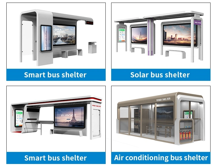 Urban Modern Classic Metal Bus Shelter with Light Box Design