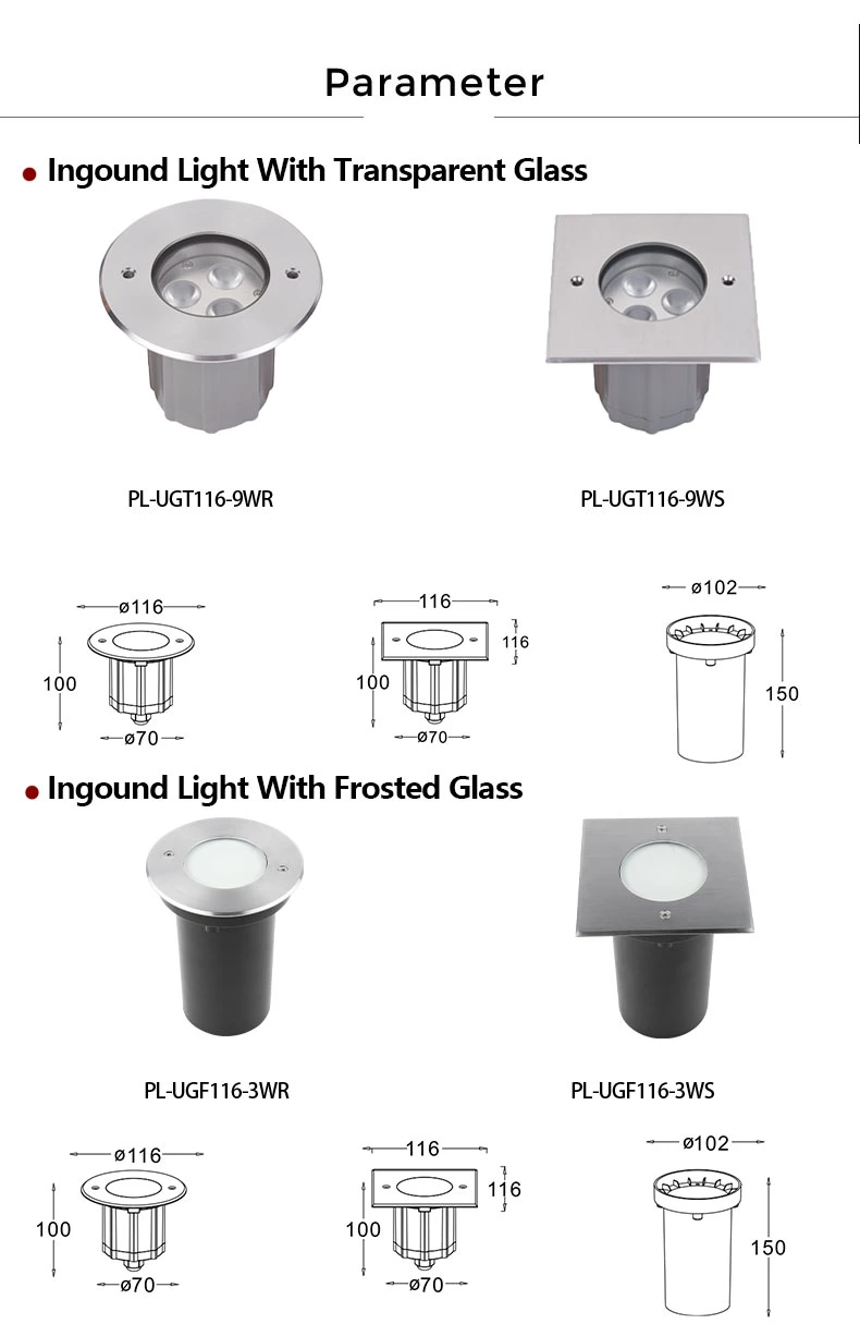 IP67 Waterproof LED Underground Light 9W Outdoor Ground Garden Path Floor Buried Spot Landscape