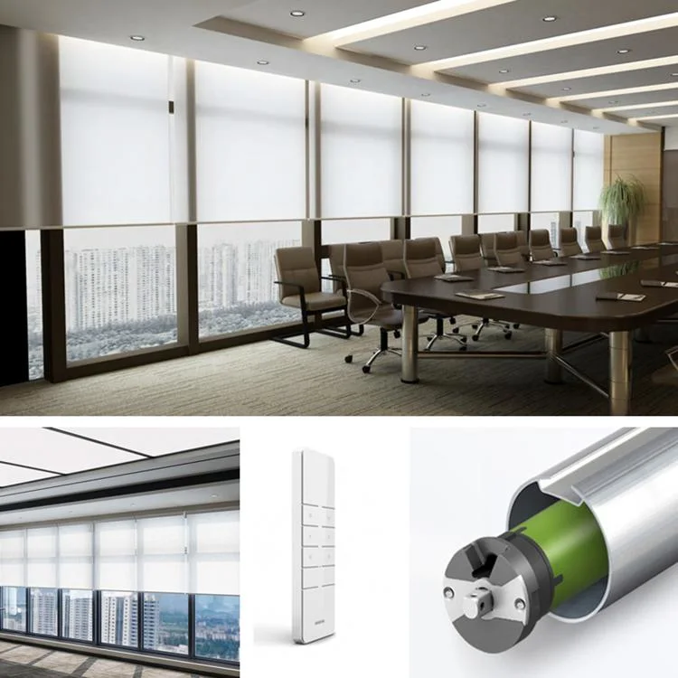 Offices Public Places Shading Blinds Smart Motor Electric Remote Control Roller Curtain