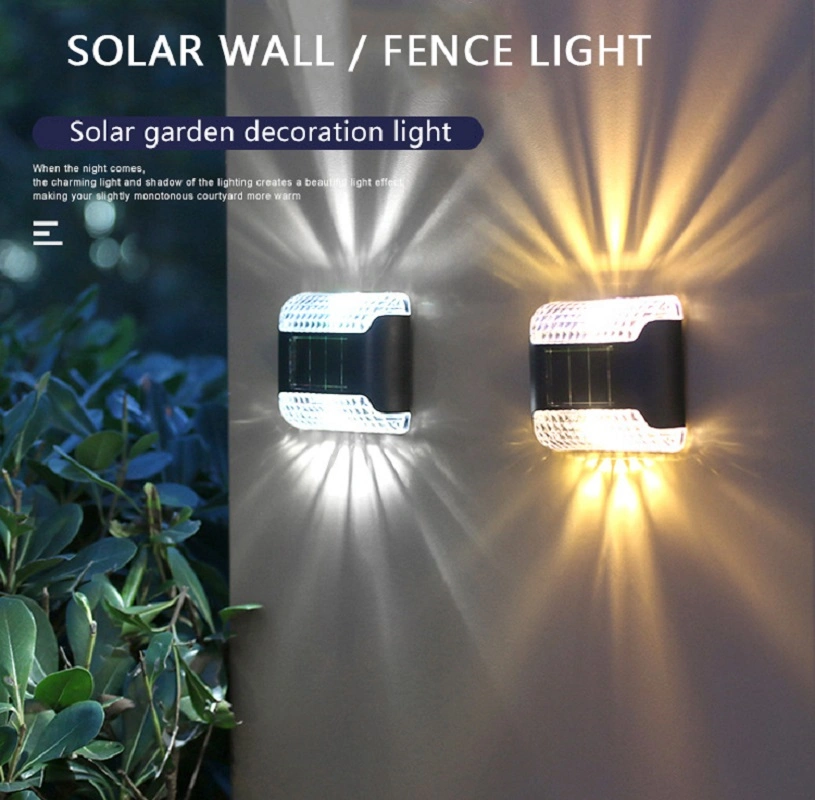 Warm White Step Wall Light LED Lighting up Down Solar Outdoor Lamp