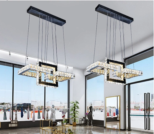 Modern LED Crystal Lighting Pendant Lamp Hanging Light Square Shape Decorative