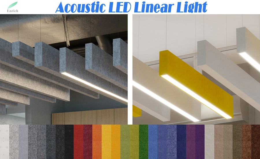 Modern Design Linkable Suspended Linear LED Luminaire with Acoustic Soluation