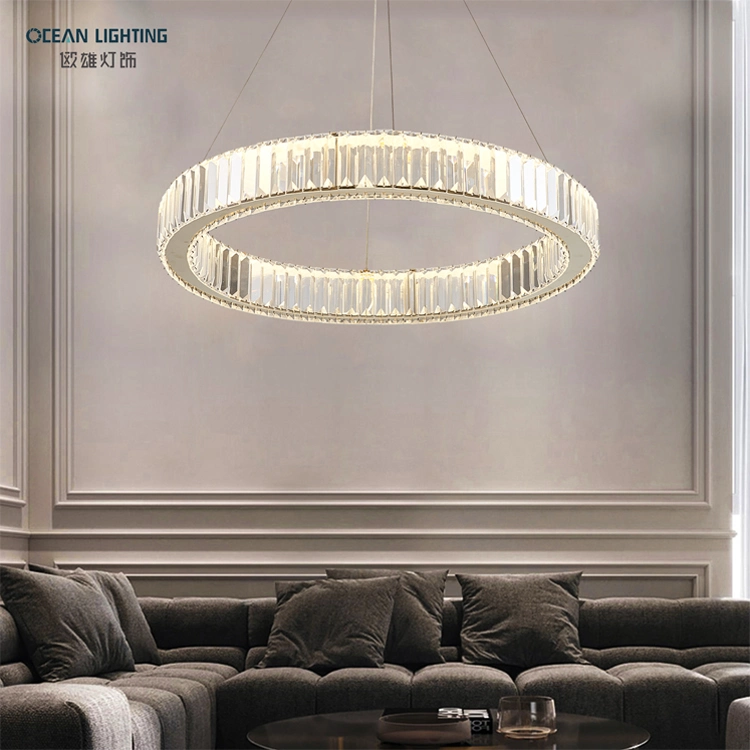 Ocean Lighting Contemporary Luxury Modern LED Decoration Indoor Large Circle LED Crystal Pendant Light