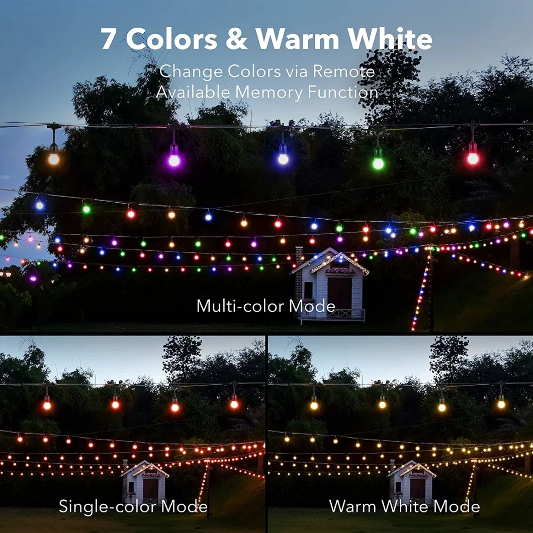 Multi-Color Smart S14 Outdoor String Lights Holiday Festival Party Ornament LED Lighting High Waterproof IP65 100FT