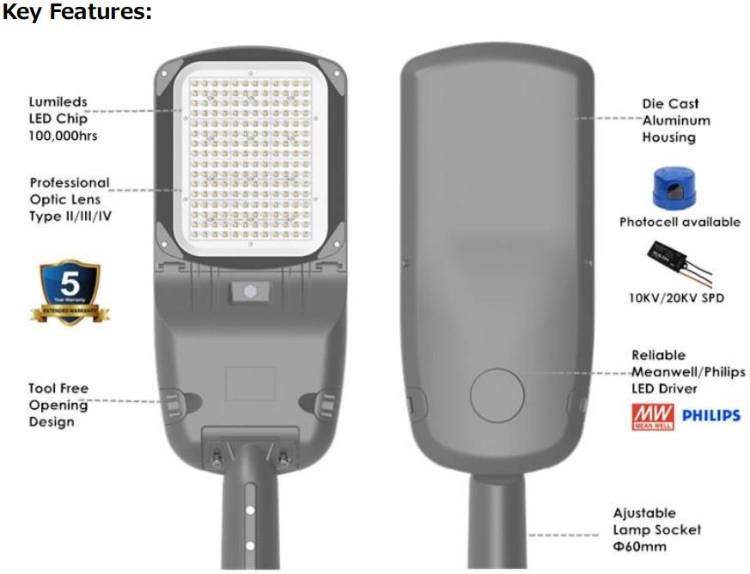 10-Year Warranty LED Street Lights IP66 Anti-Glare Expressway Luminaire 180W