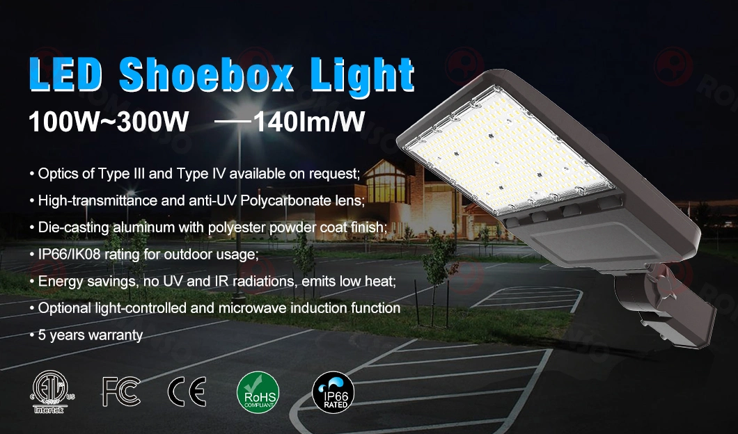 Romanso Shoebox Light 150lm/W AC100-277V LED Area Shoebox Lighting