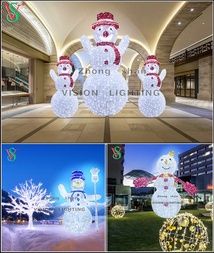 Christmas Street Decorative Outdoor Large LED Snowman 3D Motif Lights