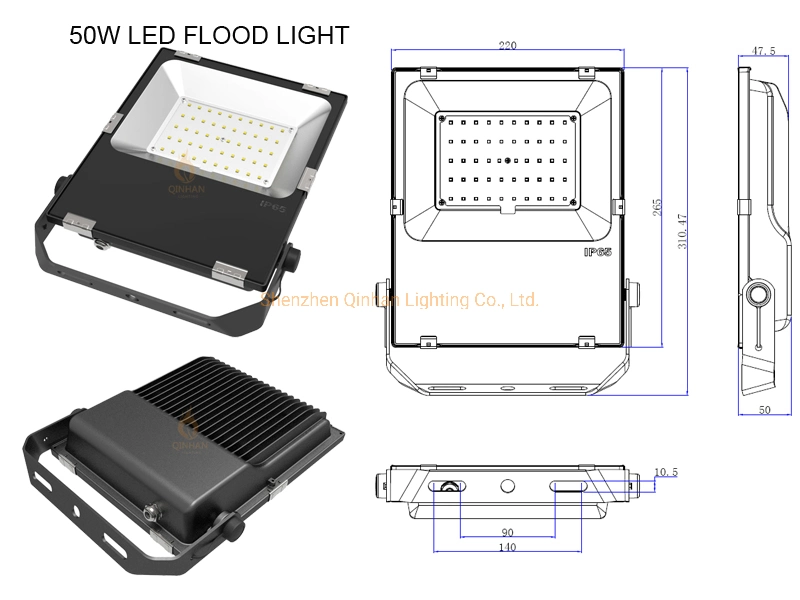 50W IP65 150lm/W Small View Angle Outdoor Square Park Garden Golf Course Flood LED Lighting