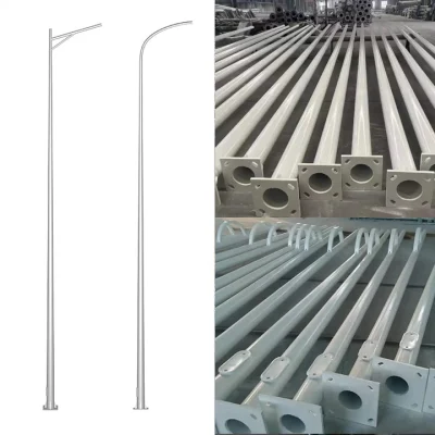 Polo solare conico per luce stradale, 6 m 8 m. Lampada da 10 m 12 m, polo di illuminazione stradale ottagonale rotondo