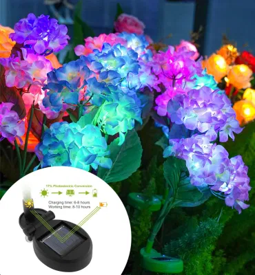 IP65 per esterni impermeabile Hydrangea Flower Solar Powered Garden Stake Lights Per paesaggistico