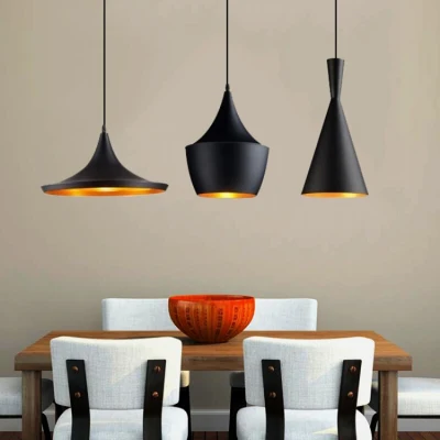 Lampada a sospensione Hot Black Modern Decorative Kitchen in metallo Ombra