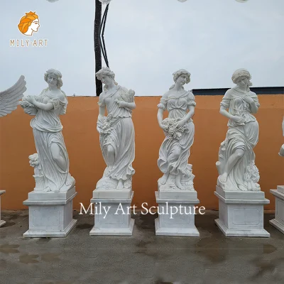 Outdoor Life Size Grande scultura di quattro stagioni di colore bianco Statua in marmo
