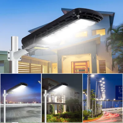 Lampada da strada a LED a batteria a energia solare nuovo design Luce solare da strada da 100 W in un&prime;unica soluzione