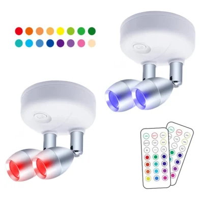 LED RGB a doppia testa per interni illuminazione da parete decorativa Home colorata Lampada a LED regolabile a LED per vano batteria con telecomando Con adesivo da 3 m.