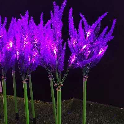 Amazon Outdoosolar luci alimentate Fiore artificiale LED luce solare lavanda Illuminazione luminosa decorazione natale lampada del prato da giardino