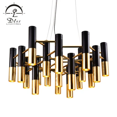 Lampada a sospensione in ferro creativo in oro di stile europeo per decorazione alberghiera Illuminazione