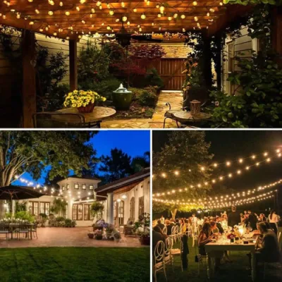 G40 String Lights luce a corda alimentata a energia solare 27 lampadine a LED Appeso luce da giardino all&prime;aperto