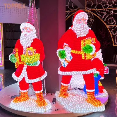 Decorazioni natalizie personalizzate motivo LED Navidad decorativo Giardino evento Park 3D LED Babbo Natale Motif Lights per Street/Shopping Mall