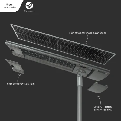 Prodotti solari per esterni integrati da 40 W, 60 W, 80 W, 100 W Una lampada LED Street Garden